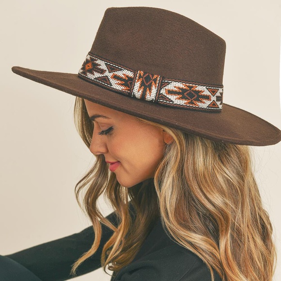 Brown Tribal Band Panama Hat - Picture 1 of 3